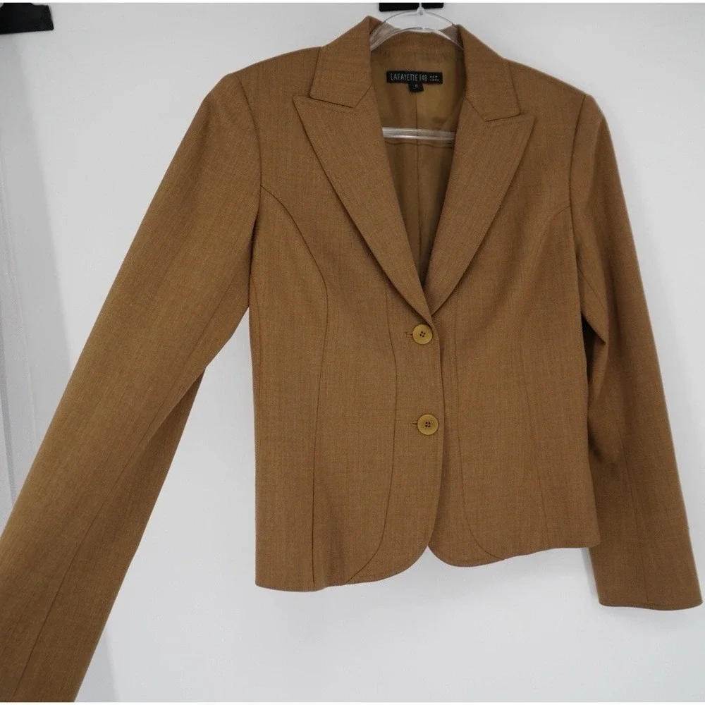 Lafayette 148‎ New York Wool Tan Brown Women's Blaze Old Money Academia Size 6